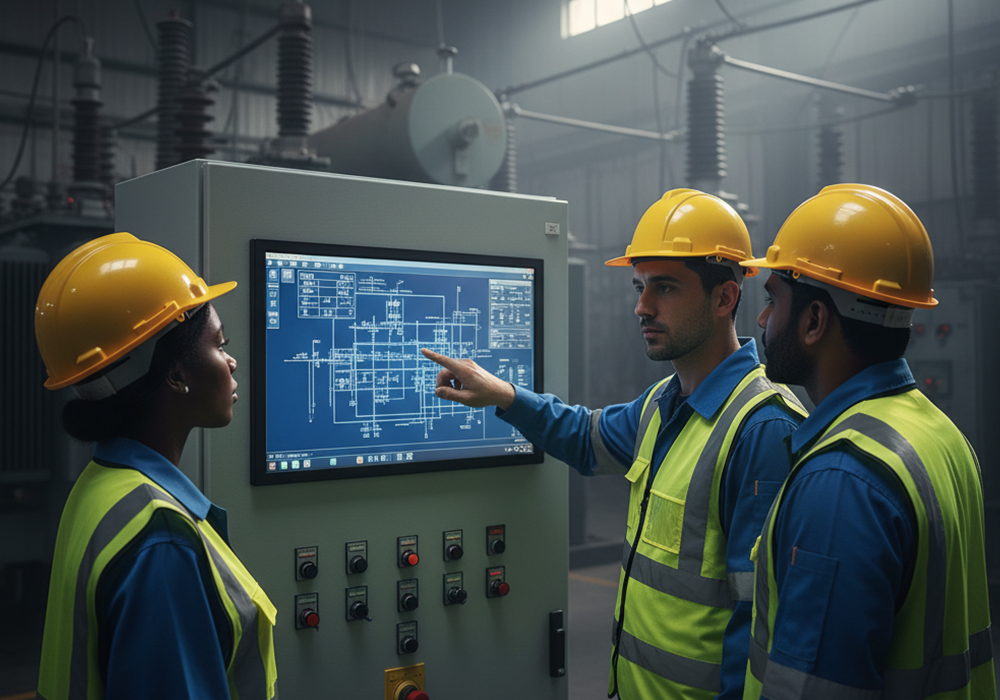 The screen size and mounting method must fit the control cabinet's actual space